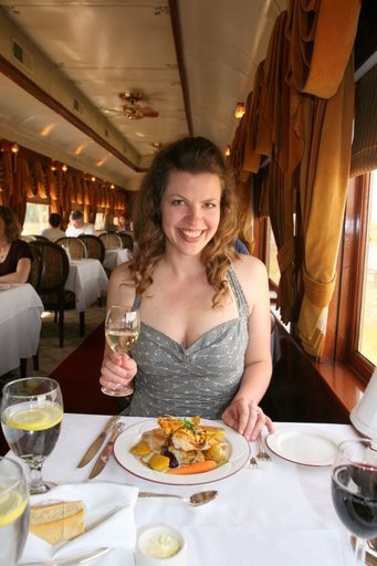 Dining in a vintage train through the Napa countryside
