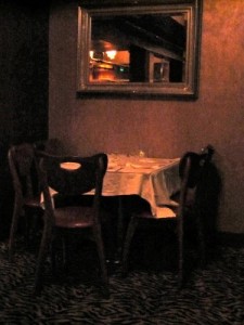 An inviting table upstairs at Bruno's