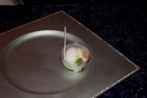 Silver Moon's Mojito Ice Sorbet drizzled with rum & lime essence