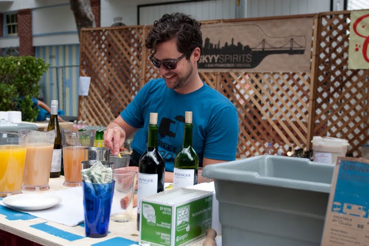Cantina crew mixing cocktails in SF Street Food Fest's Beer & Cocktail Garden