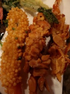 Truly stunning "Tempura" shrimp & veggies fried in nuts ($7)