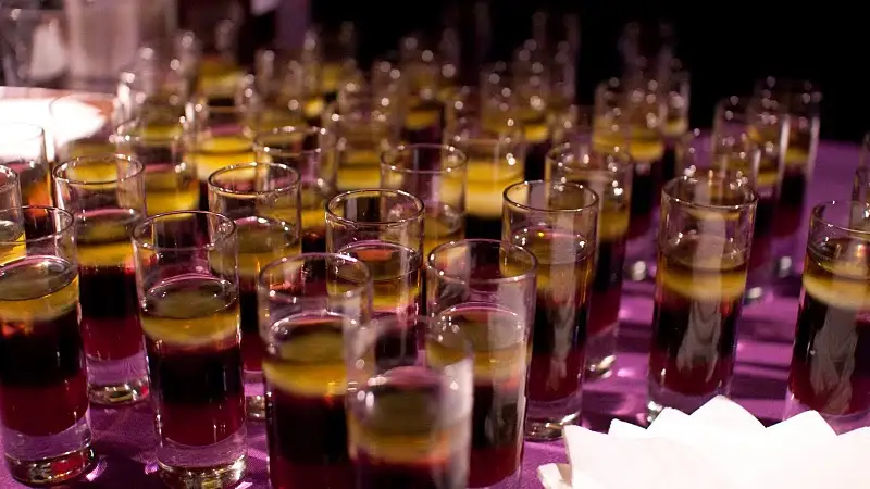 At Science of Cocktails: an SFPC (SF Pousse-Cafe), layered St. George Absinthe, coffee liqueur, maraschino liqueur, grenadine, salt - Tim Zohn, Alembic