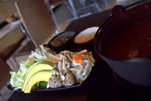 Generous side of veggies comes with hot pot order