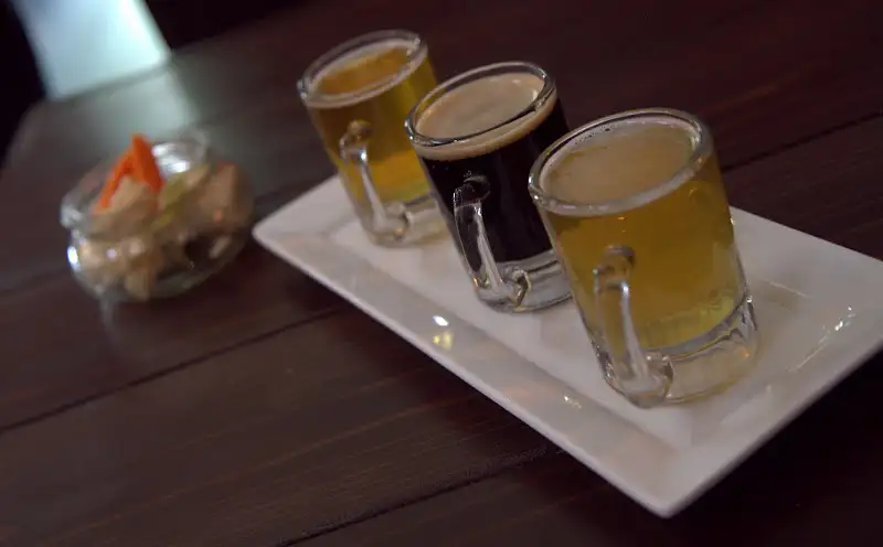 Sampling beers at Steins in Mountain View