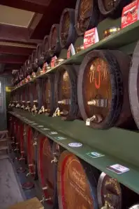 Genever casks line the wall