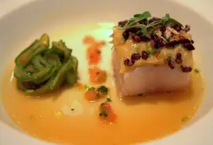 Atlantic Black Cod with blue lake green beans