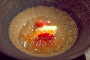 Trout roe custard