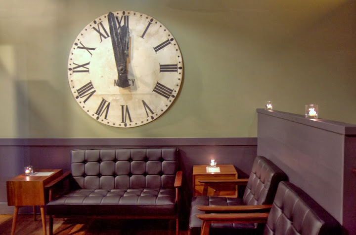 Vintage French train station clock in the bar entrance