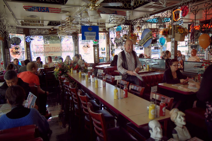 Joe keeping an eye on diner's on the diner's final morning