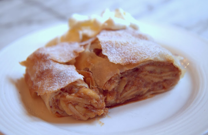 Suffered through many different versions of apfelstrudel (apple strudel) around Austrian for comparison: loved this version at Munding, my favorite Innsbruck cafe, although best was in the village of Mondsee outside of Salzburg