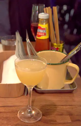 An off menu classic Daiquiri, created by Bon Vivants' Chad Arnholt, made with that irresistible palm sugar, resulting in an earthy, lush, tart-sweet cocktail