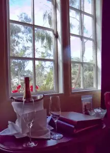 Welcome bottle of sparkling wine waiting in my room