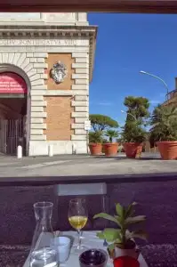 Sidewalk seating view at Antico Arco