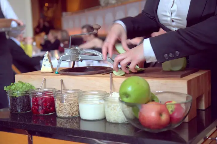 Waldorf salad prepared tableside at Eleven Madison Park