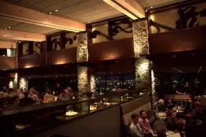 Overlooking Canlis lounge & dining room from the stairwell leading to private dining rooms upstairs