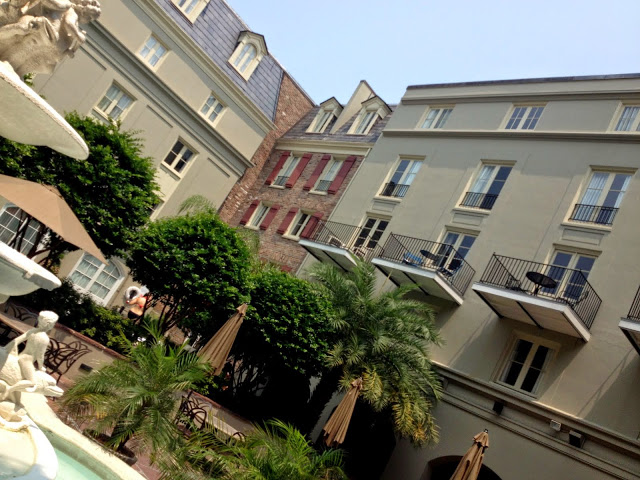 The courtyard of Nola's Maison Dupuy hotel, one of a few places I've stayed in the French Quarter - this hotel is a quiet respite in the Quarter with a pool in the coutryard