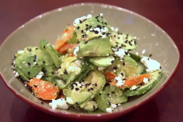 Avocado and roasted carrots