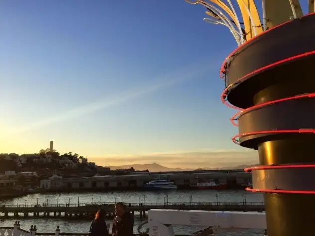Idyllic pre-dusk view from the top deck of the SF Belle