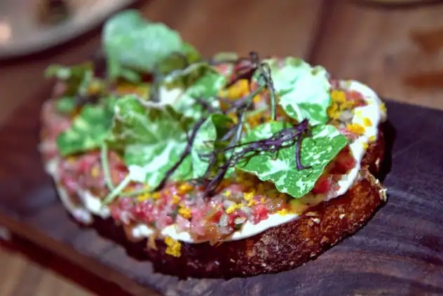 Bar Tartine's beef tartare toast