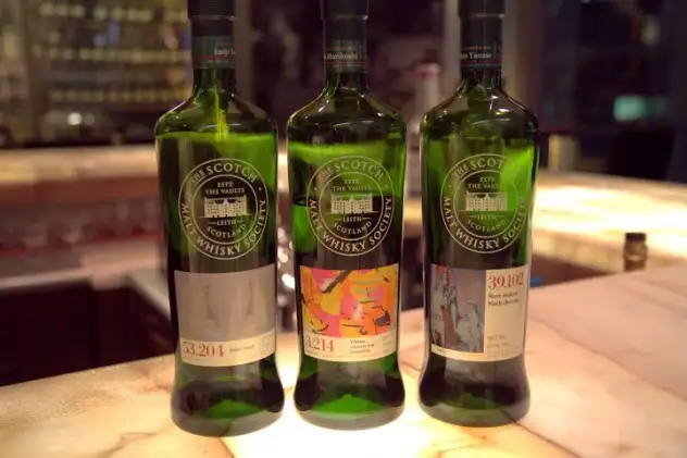 The Society bar is home to a collection of Scotch Malt Whisky Society whiskies, rare outside of Scotland.