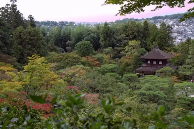 The serenity of Kyoto from a hillside on the Ginkaku-Ji Temple grounds