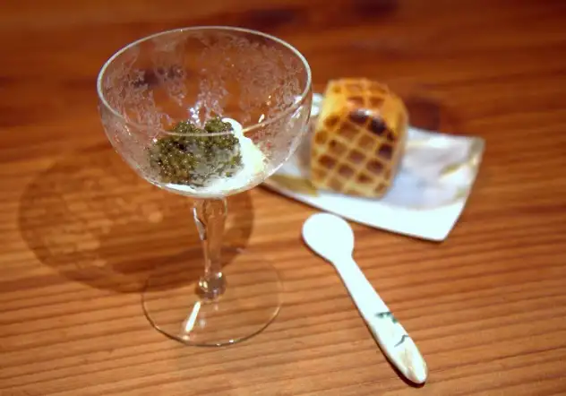 Saison's caviar & Parker House rolls