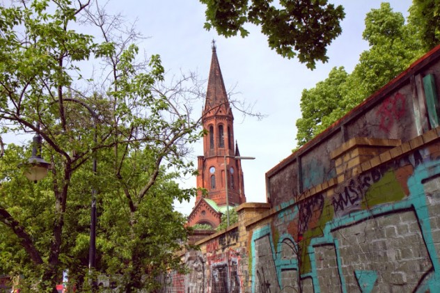 Berlin juxtaposed - old churches and excessive graffiti