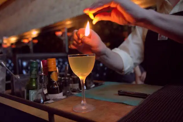 Some cocktails are prepared tableside, like this