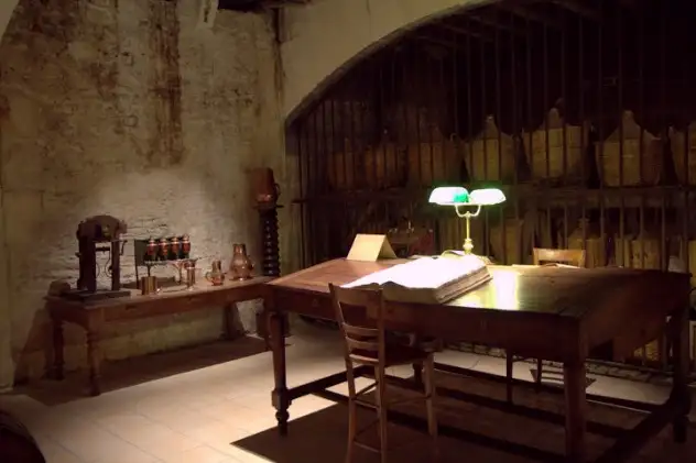 In a historically preserved Martell cellar/tasting room