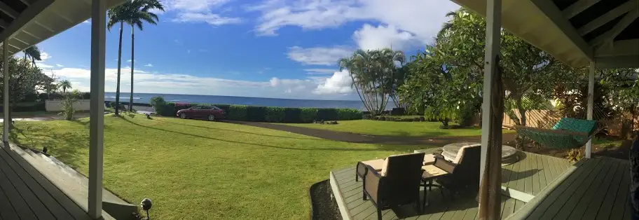 The view from the front porch (complete with hammock) of my Airbnb cottage