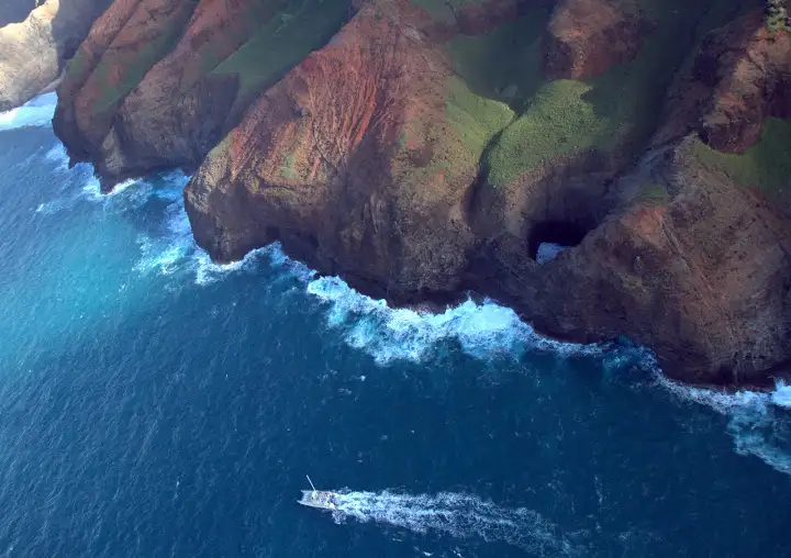 The incomparable Napili Coast from a helicopter (it can only be seen via air or boat)
