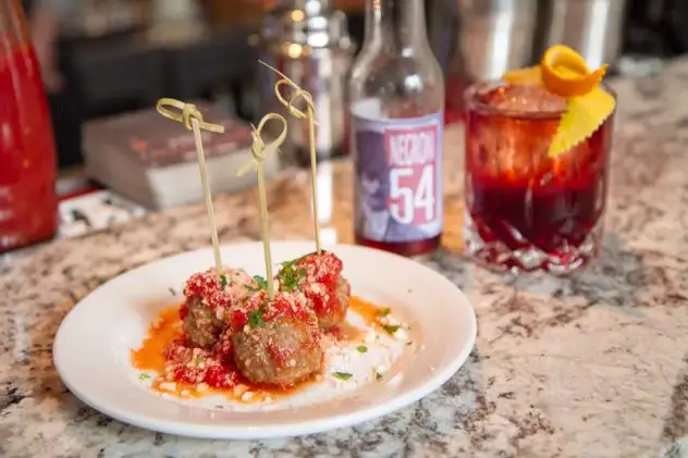 Polpette (pork & beef meatballs) with a perfect Negroni 