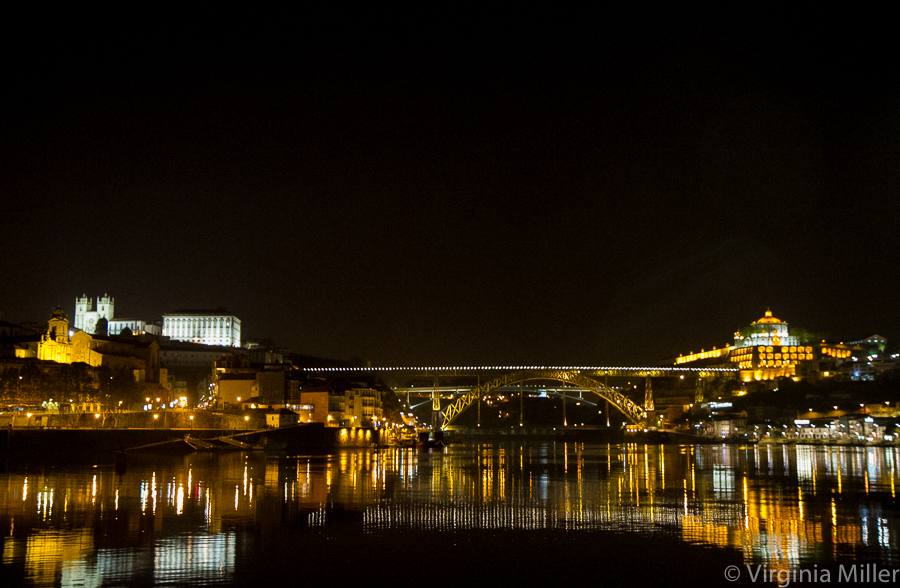 One of Porto's beautiful bridges at night