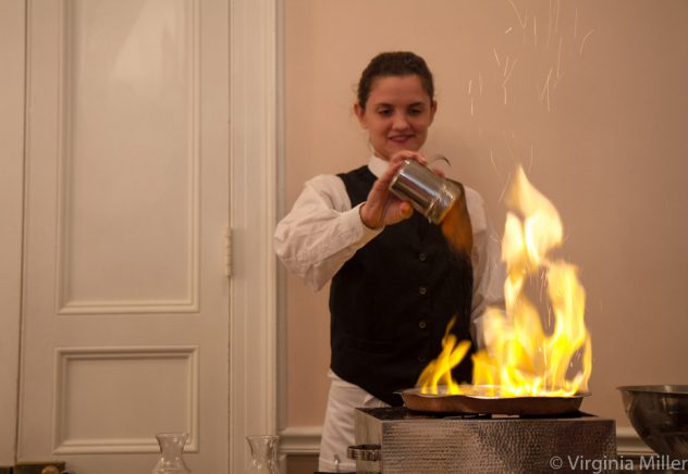 Bananas Foster flambeed tableside at Broussard's