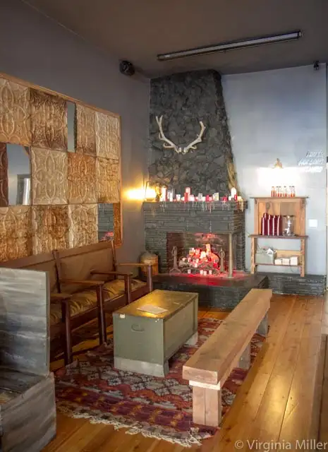 Old Devil Moon's fireplace corner